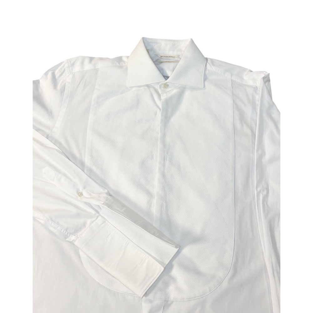 SuitSupply formal tuxedo shirt mens 39 15 1/2 white French cuff bibbed slim fit